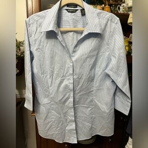 Eddie Bauer Women’s Stretch Light Blue Striped Shirt
